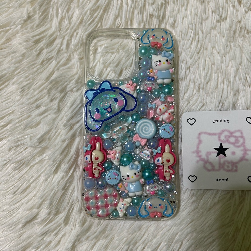 Handmade iPhone 15 Pro Max Junk Case Cinnamoroll Hello Kitty Kawaii Coquette Y2K